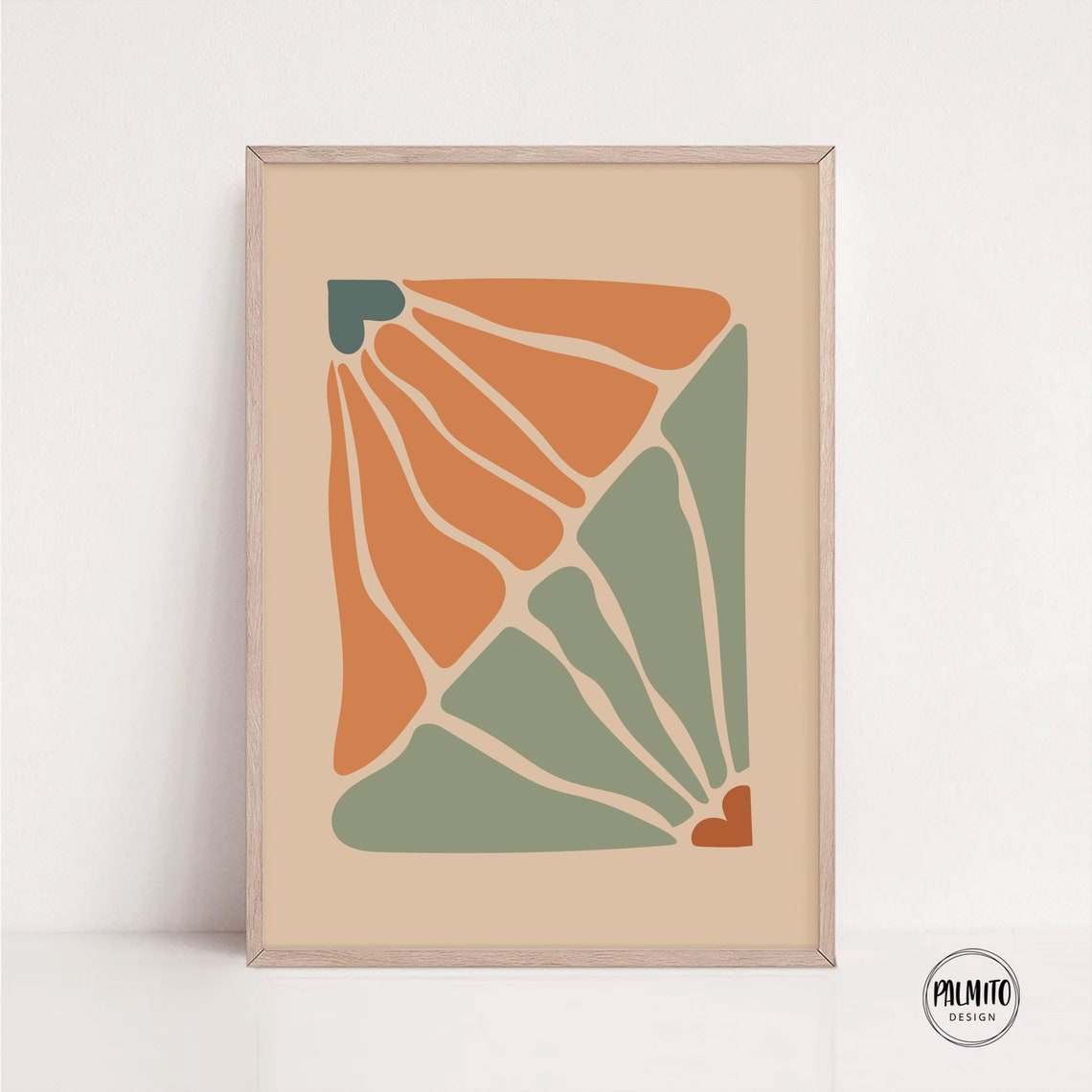 Terracotta Sage Boho Leaves Abstract Shapes Warm Decor Wall Art