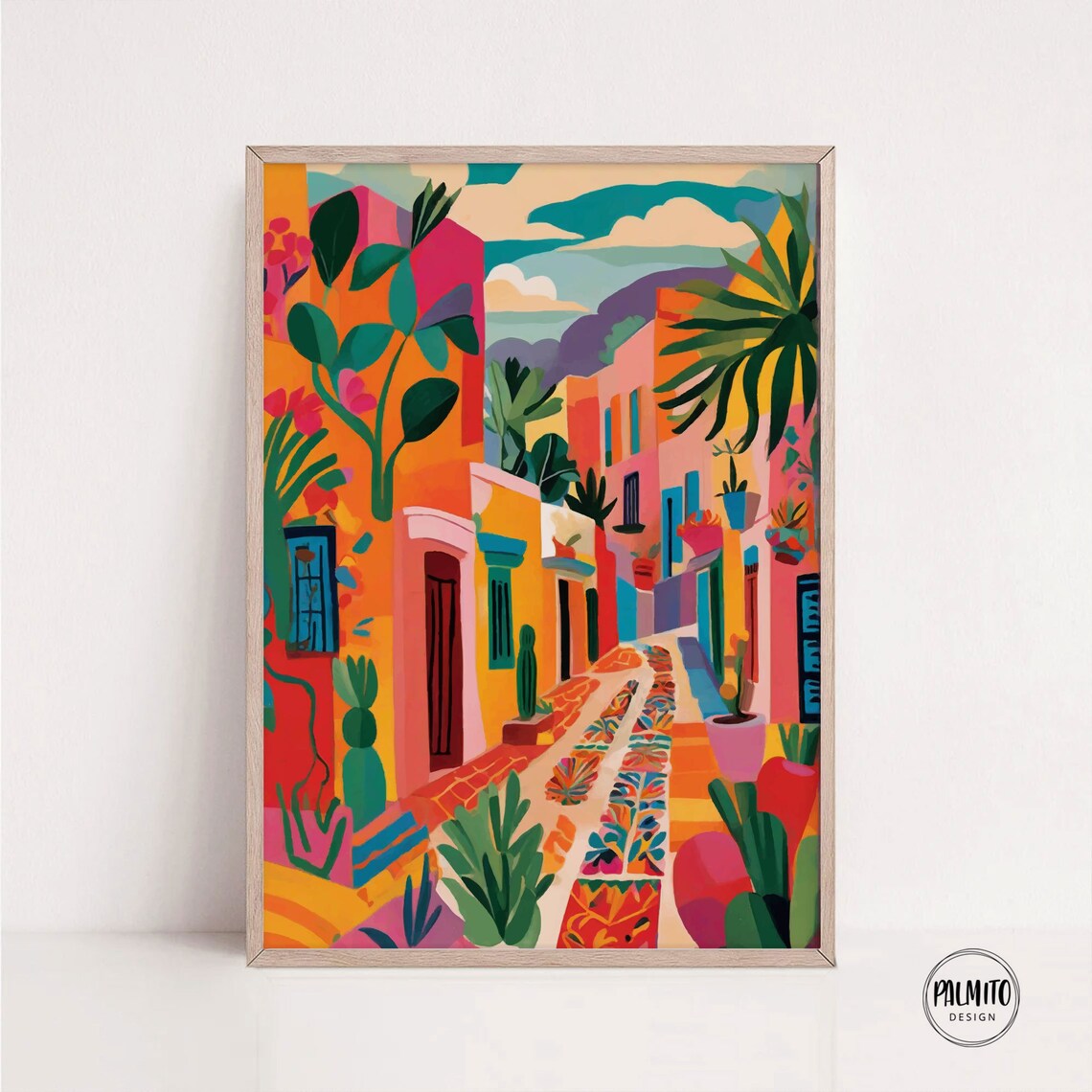 Mexican Street Illustration Bold Wall Art Print