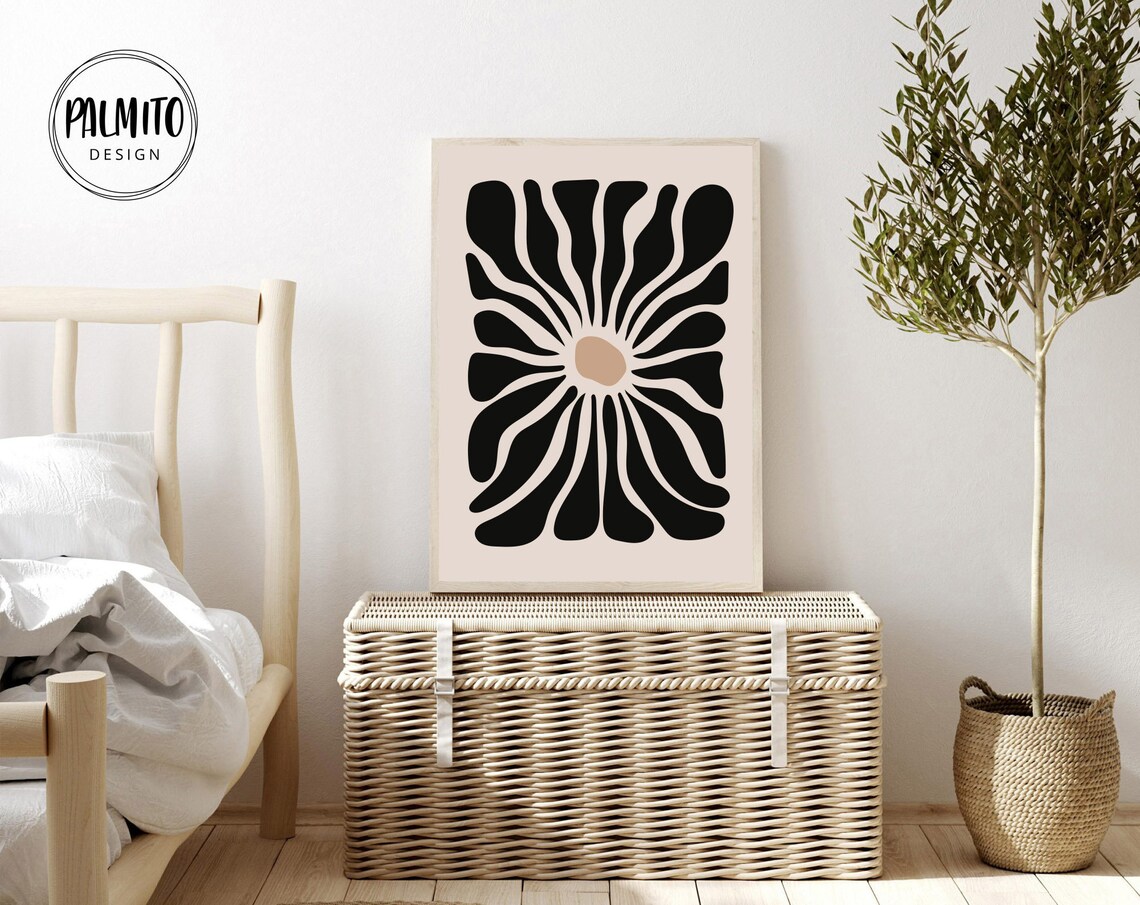 Neutral Abstract Floral Boho Flower Market Art Print - Image 2