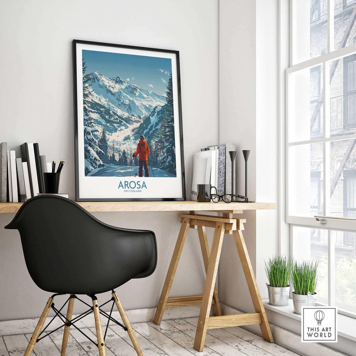 Arosa Ski Resort, Winter Sports Travel Poster - Image 4