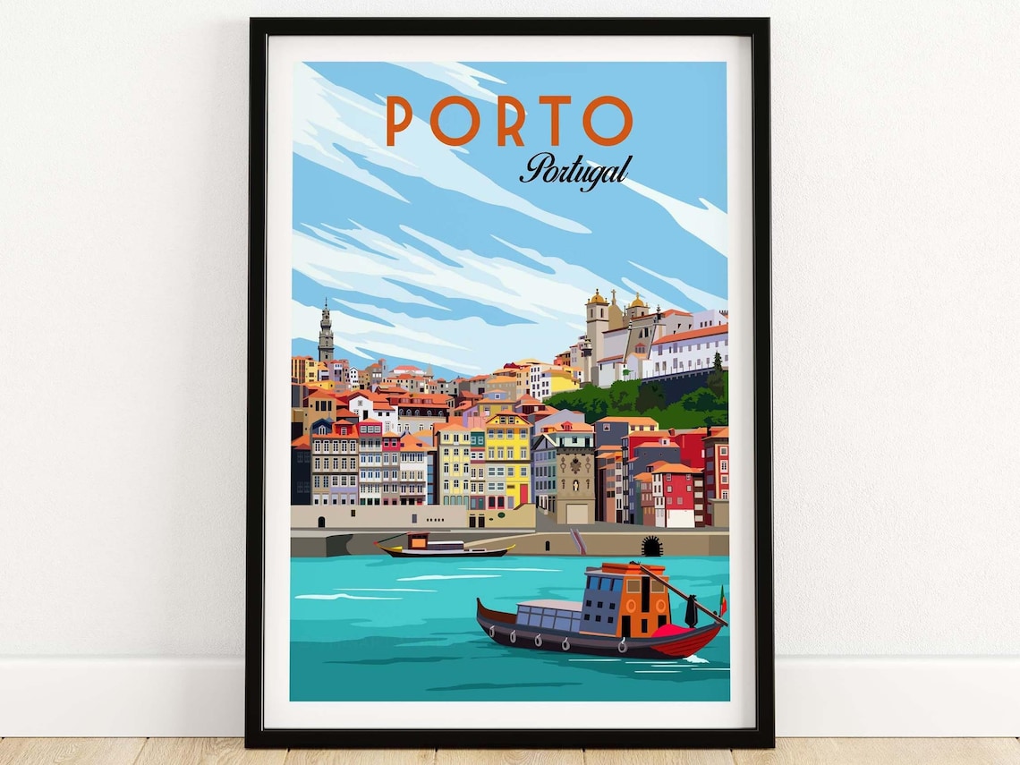 Porto Portugal Travel Poster, Wall Art Print