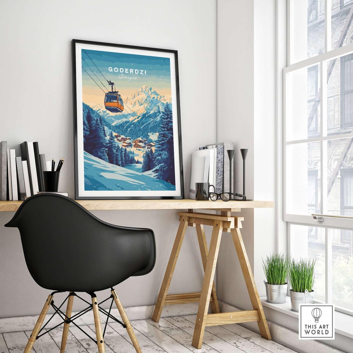 Goderdzi Ski Art Print, Ski Lodge Decor - Image 4