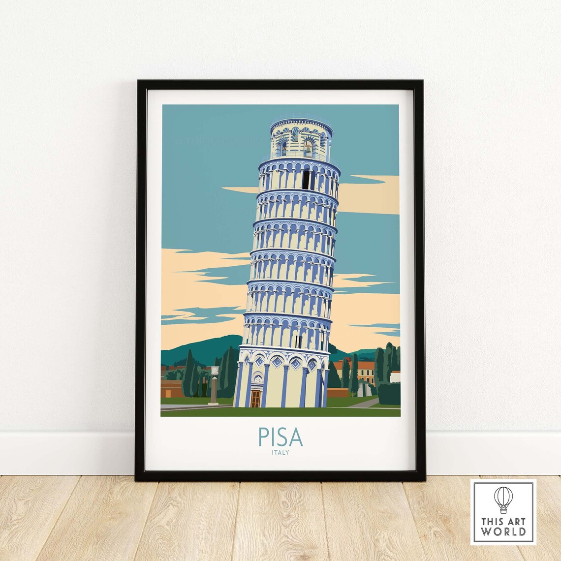 Pisa Vintage Travel Poster, European City Art Print