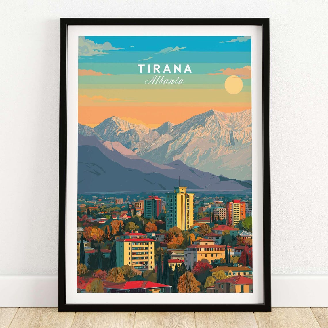 Tirana Cityscape Canvas Print Albanian Home Wall Art