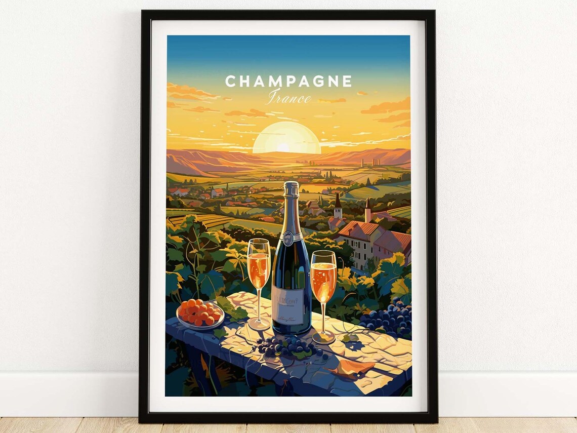 Champagne France Travel Poster, Food & Drink Wall Art