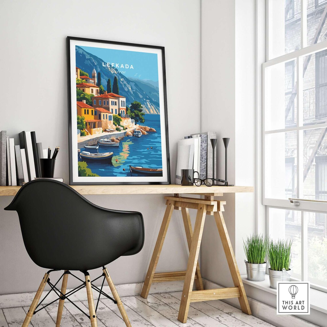 Lefkada Greece Travel Poster, Coastal Landscape - Image 4