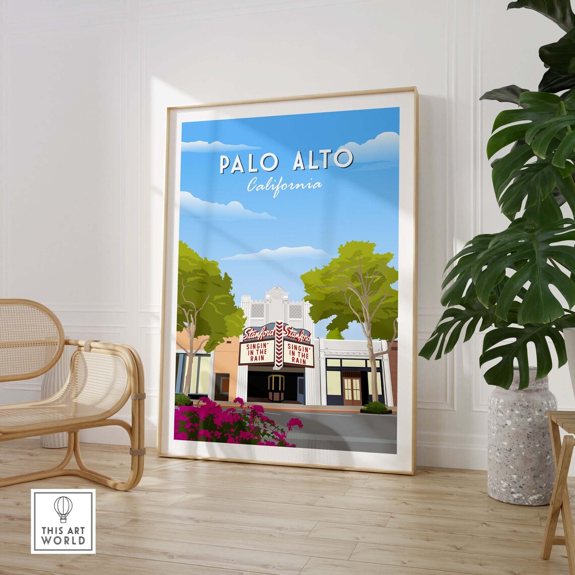 Stanford Theatre Palo Alto California Travel Poster Print Palo Alto Wall Art - Image 2