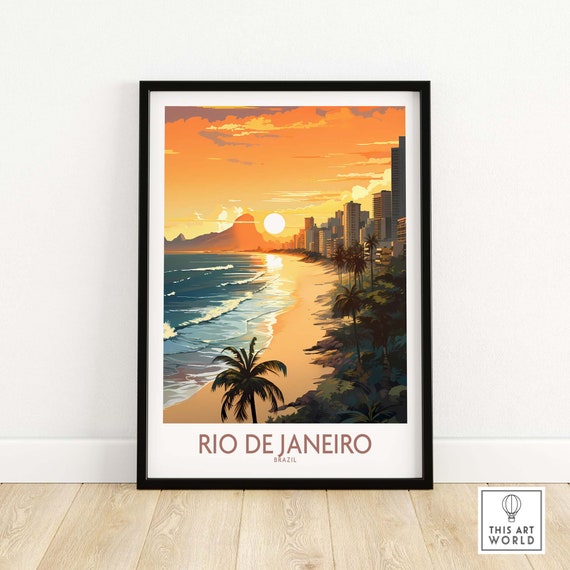 Rio De Janeiro Poster Travel Print Home Dcor Poster Gift Illustration Artwork Wall Hanging Framed Unframed Print