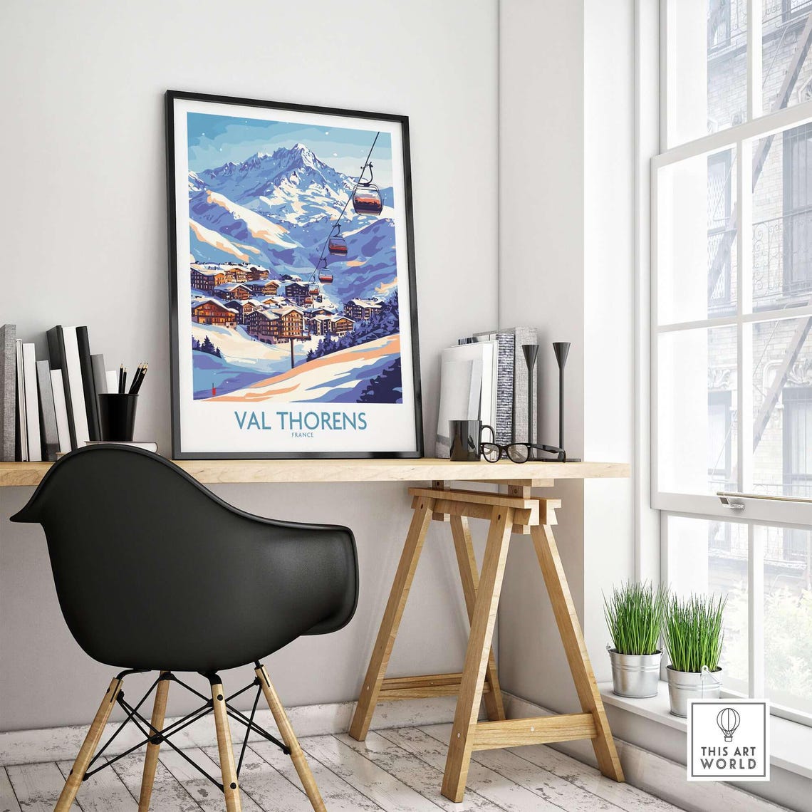 Val Thorens Winter Sports Print, Ski Run View - Image 4