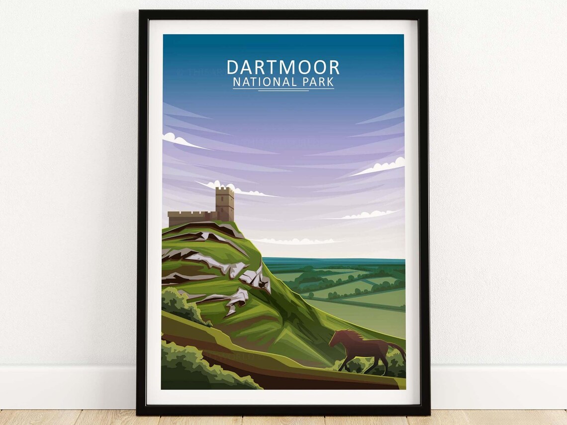 Dartmoor National Park UK Travel Poster, Devon