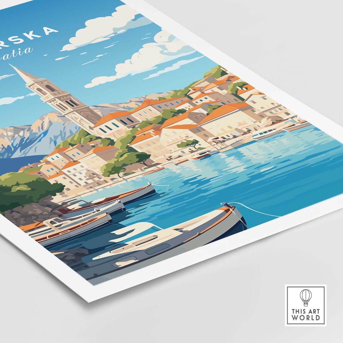 Makarska Croatia Travel Poster, Place Wall Art - Image 4