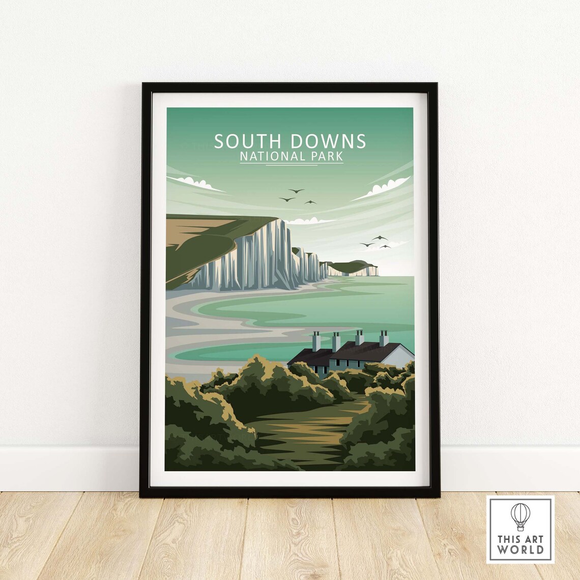 South Downs Travel Poster, English Countryside Print - Image 4