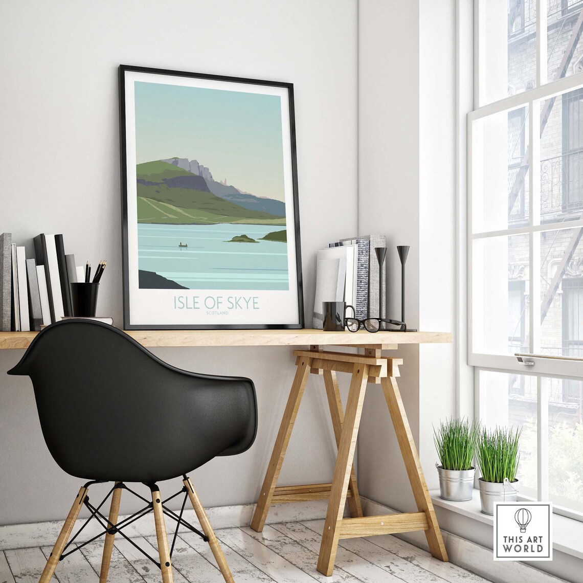 Isle of Skye Scotland Scenic Minimalist Lake Mountain Poster