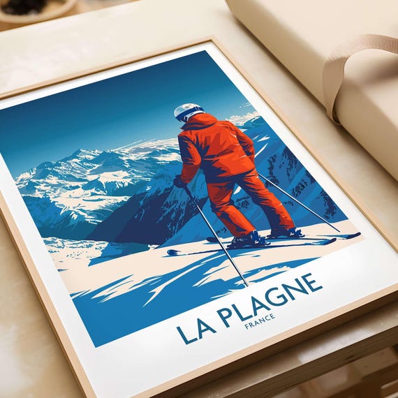 La Plagne Ski Lodge Art Print, France Skiing Gift