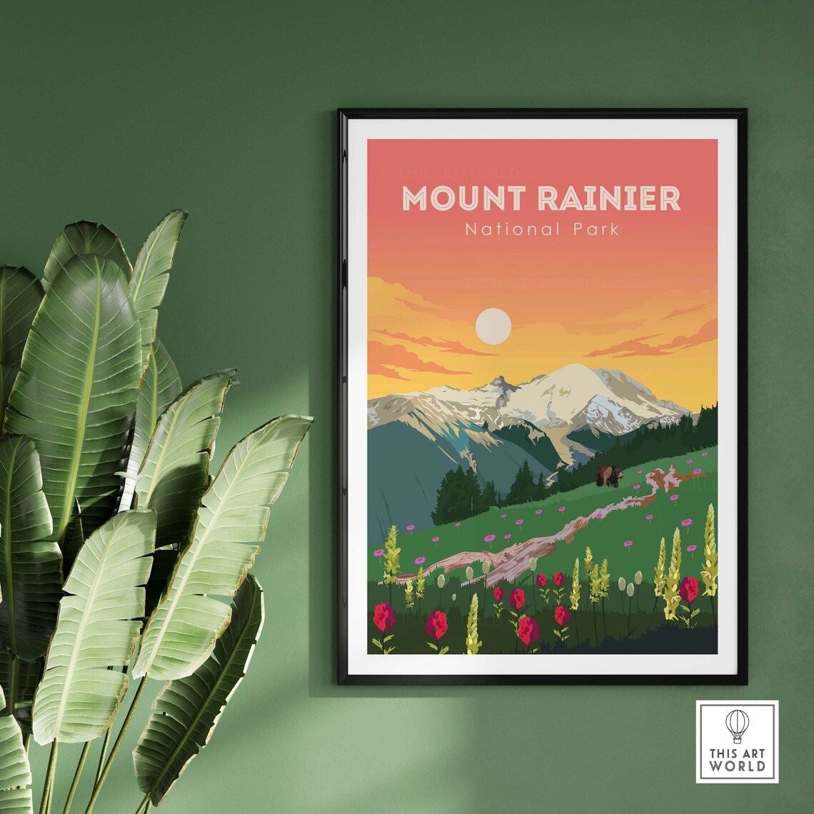 Mount Rainier National Park Travel Poster Art Print - Image 2
