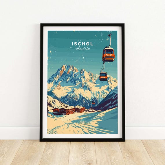 Ischgl Winter Sports Art Print, Ski Lodge Decor