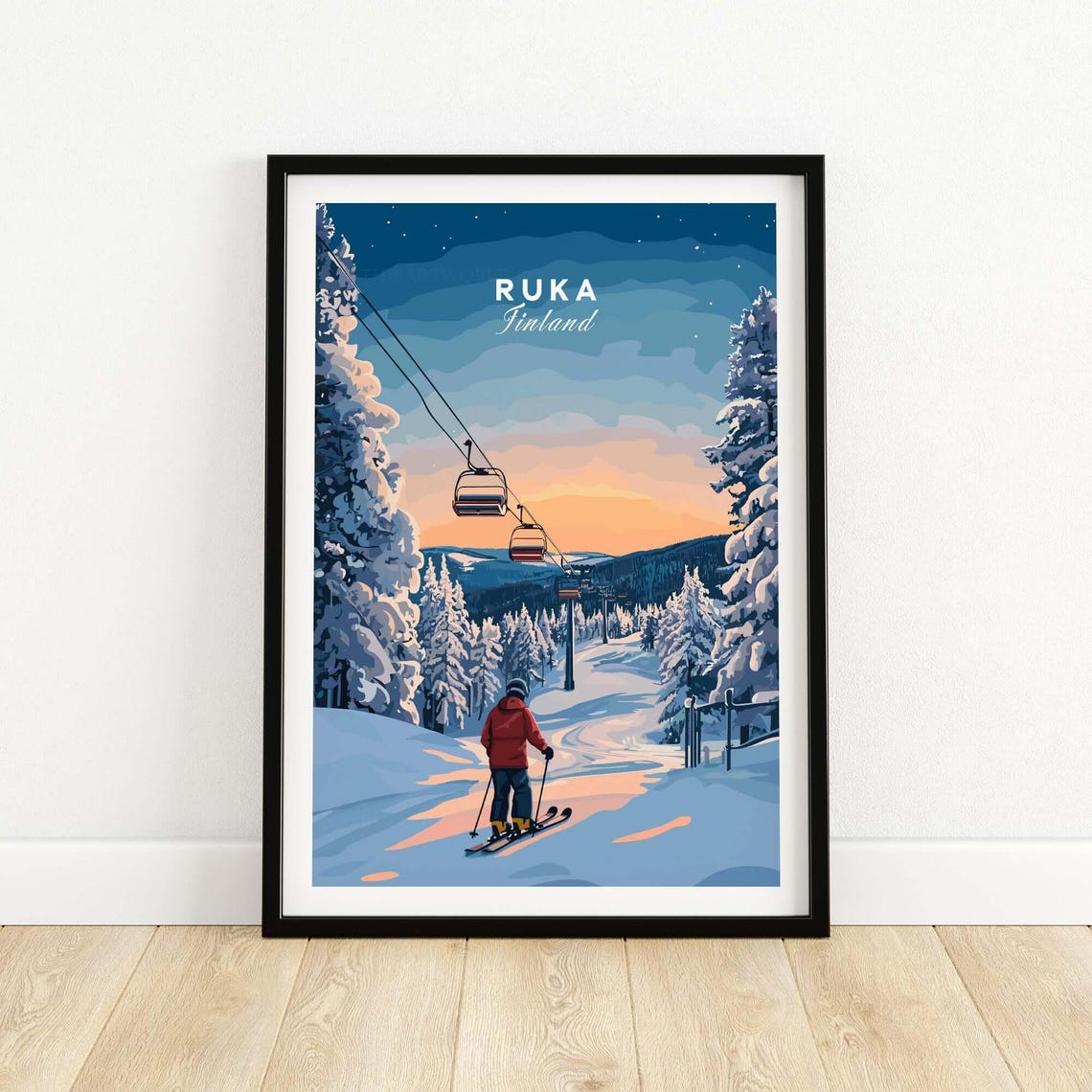 Ruka, Finland Winter Sports Travel Poster