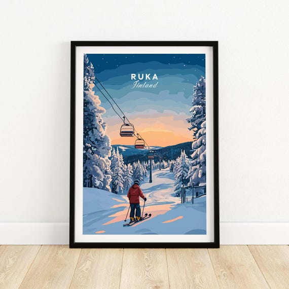 Ruka, Finland Winter Sports Travel Poster