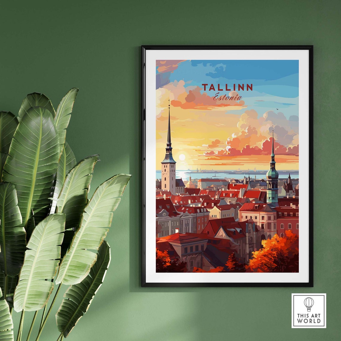 Tallinn Estonia Medieval Old Town Skyline Sunset Scenic Poster - Image 2