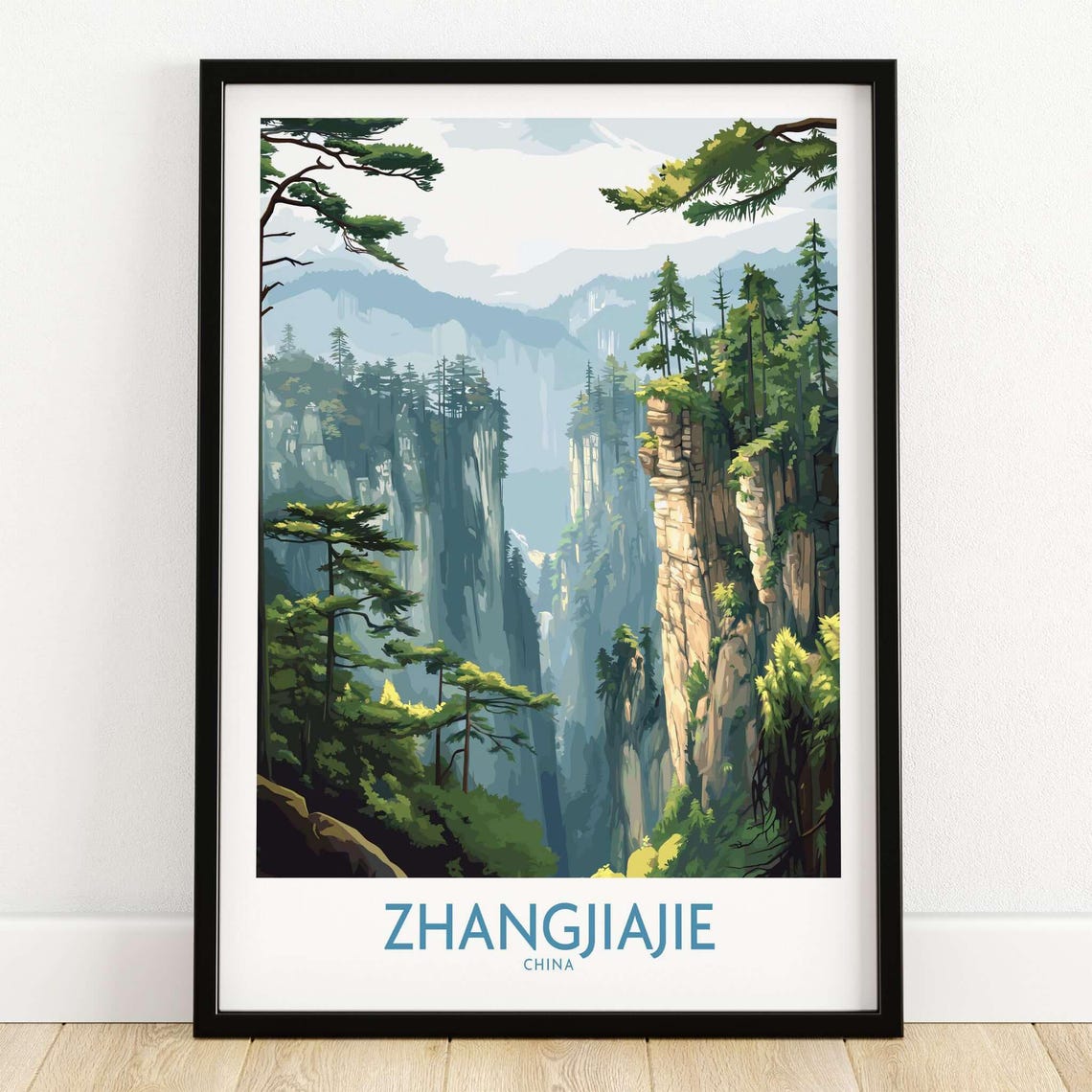 Zhangjiajie China Misty Canyon Forest Peaks Landscape Poster