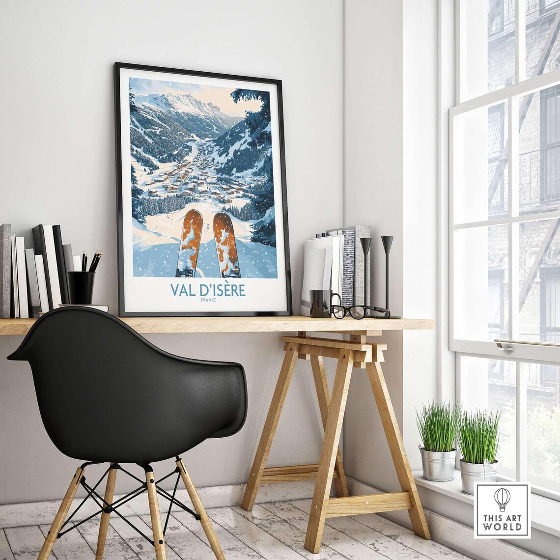 Val Disere Ski Art Print, Ski Lodge Decor - Image 4