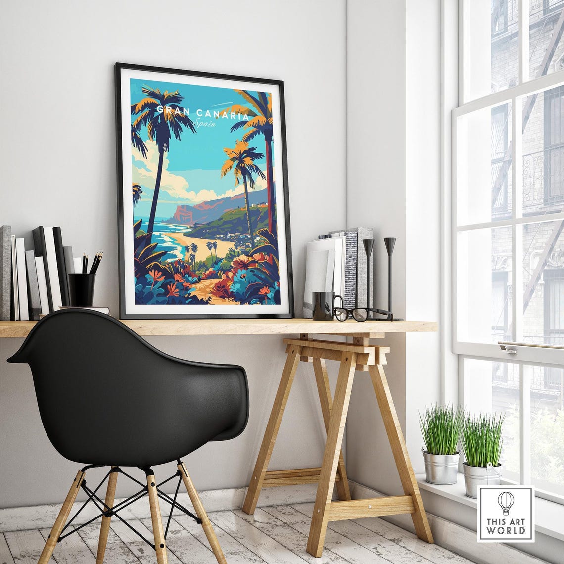 Gran Canaria Spain Canary Islands Tropical Beach Flowers Art Poster - Image 4