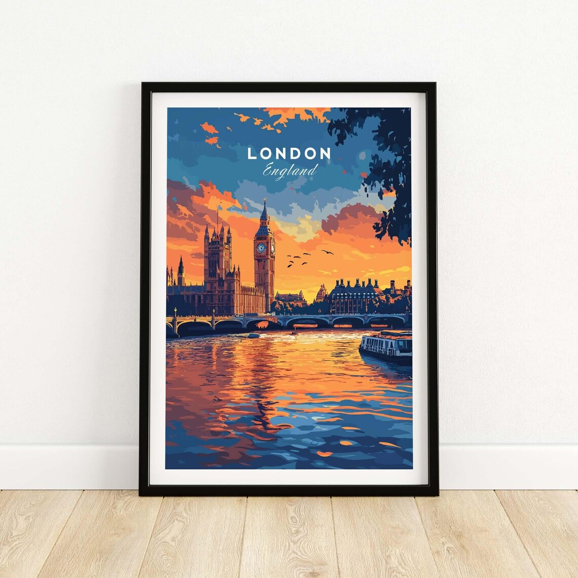 London Skyline Art Print, Big Ben London Decor