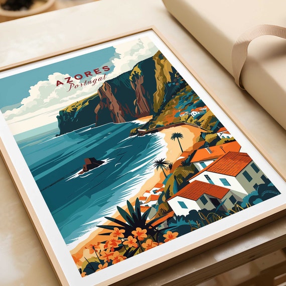 Azores Art Print Wall Travel Poster Home Decor Artwork Gift Illustration Lover