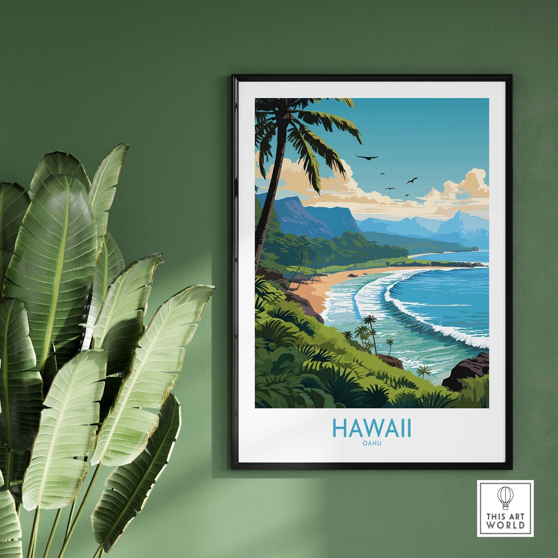Hawaii Oahu Travel Poster, Home Decor Print - Image 2
