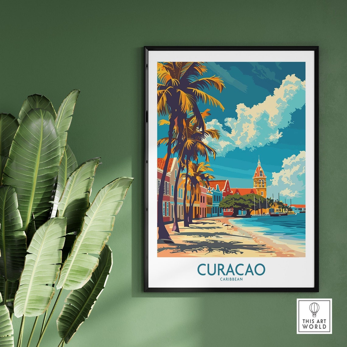Curacao Travel Print Wall Art Curacao Gift Wall Hanging Poster Curacao Painting Curacao Illustration - Image 2