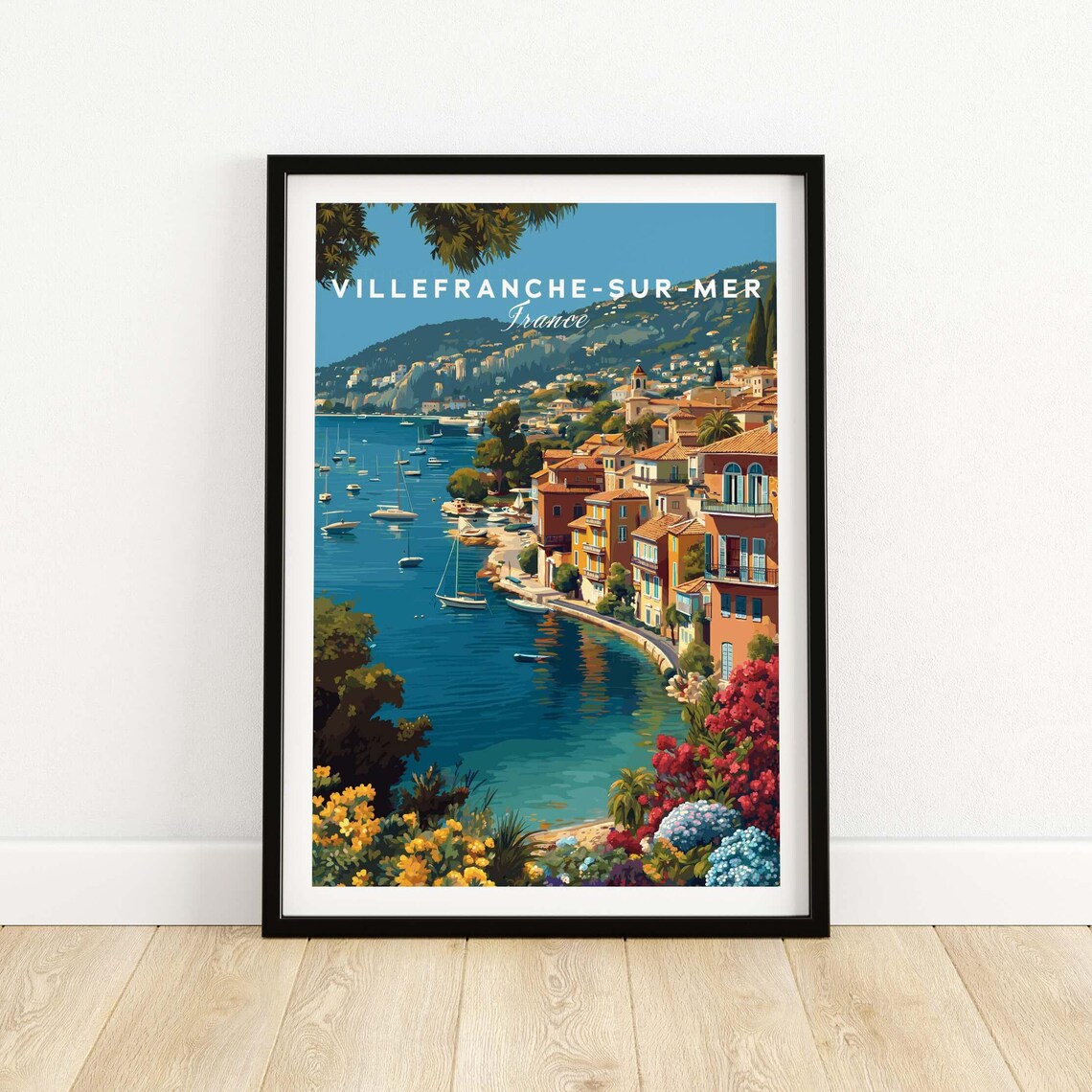 Villefranche Sur Mer France Harbor Sailboats Cote dAzur Coast Poster