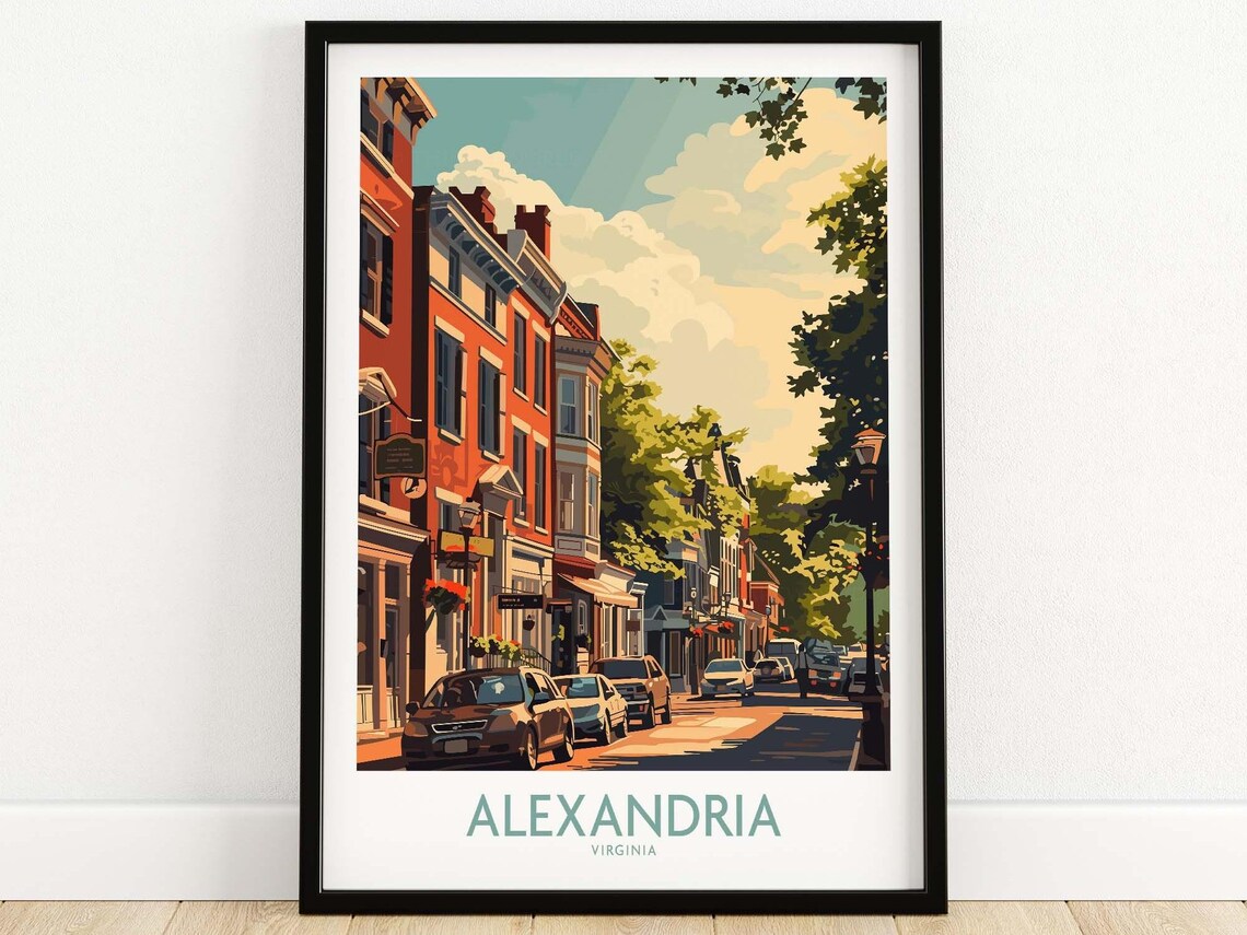 Alexandria Virginia Old Town Historic Street Scene Travel Poster