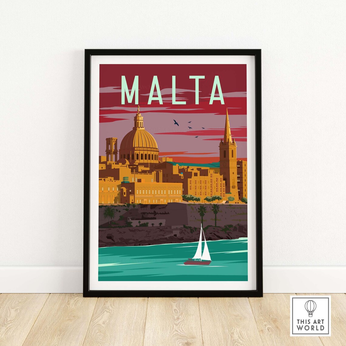Malta Vintage Travel Poster, Valletta Art Print