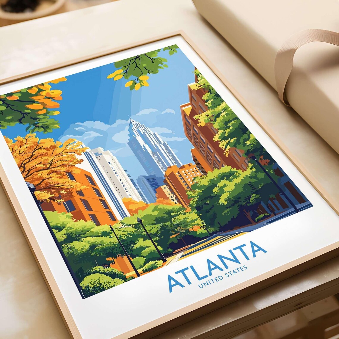 Atlanta United States City Street Skyline Green Summer Travel Poster