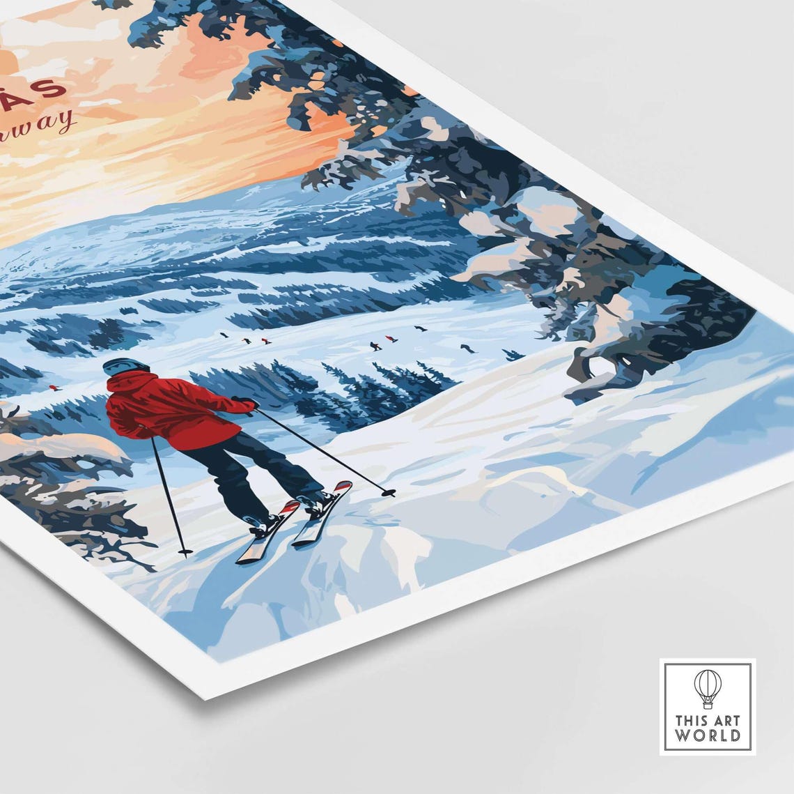 Ski Lodge Art Print, Norway Ski Room Decor - Image 5