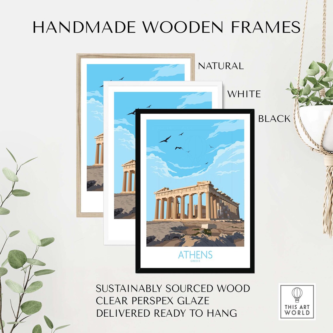 Athens Greece Parthenon Ancient Temple Blue Sky Travel Poster - Image 2