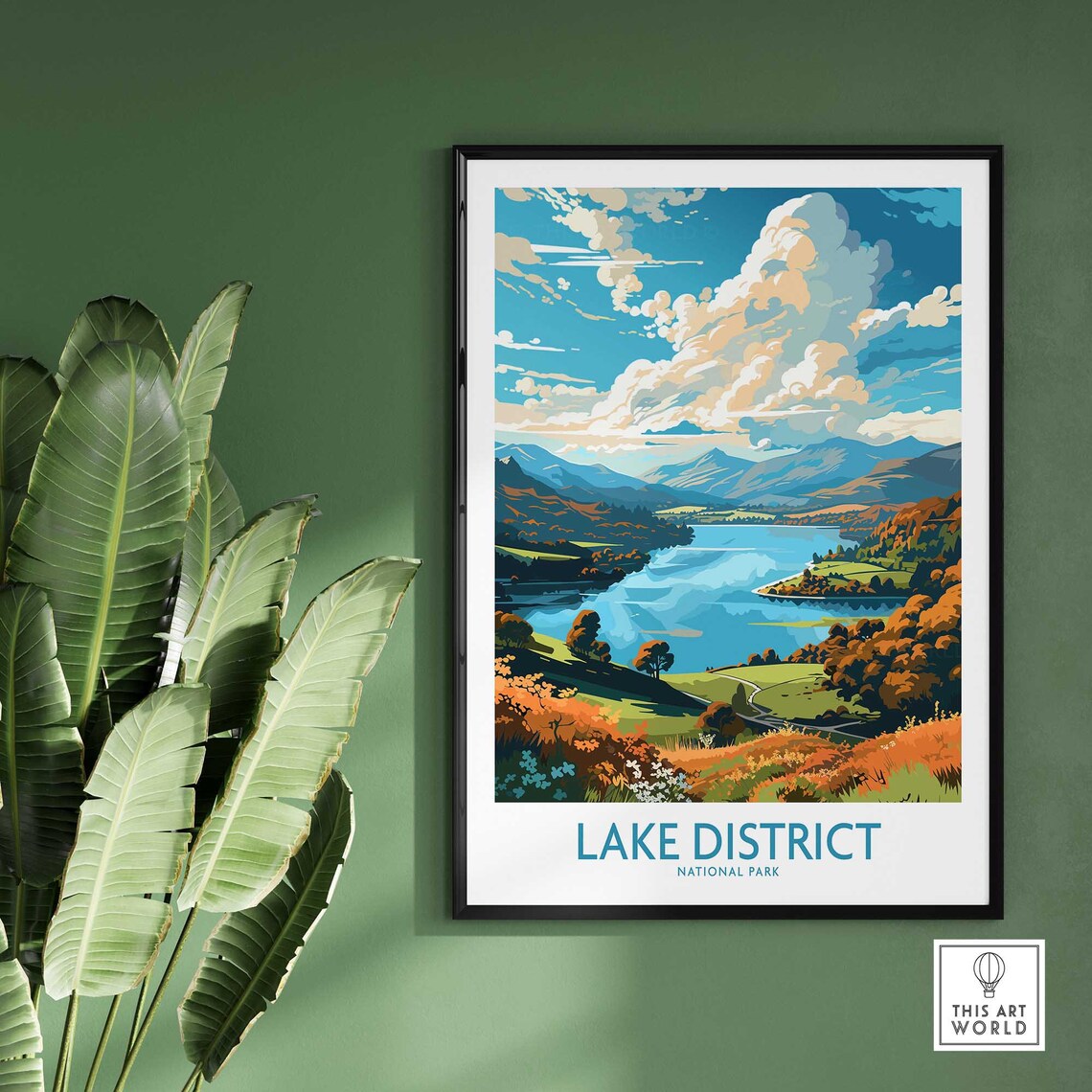 Lake District National Park Mountain Lake Valley Travel Poster - Image 3