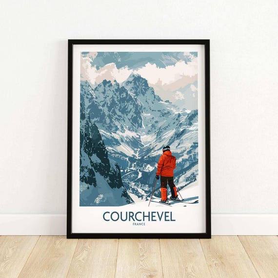 Courchevel Wall Art Print France Poster Ski Resort Winter Sports Artwork Adventure Home Decor Skiing Gift For Skier