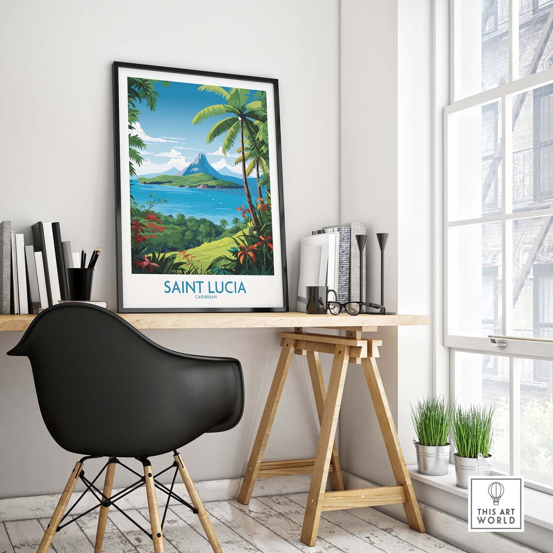 Saint Lucia Travel Poster, Place Wall Art Print