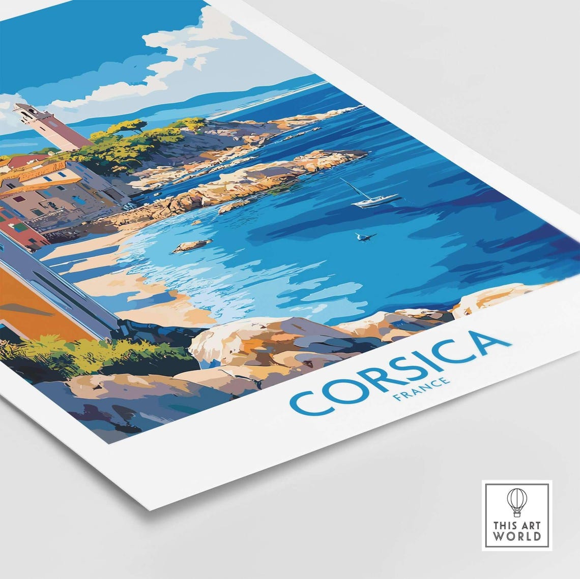 Corsica Art Print Corsica Travel Print Wall Art Corsica Wall Hanging Home Decor Corsica Gift Art Lovers France Wall Art Print - Image 4