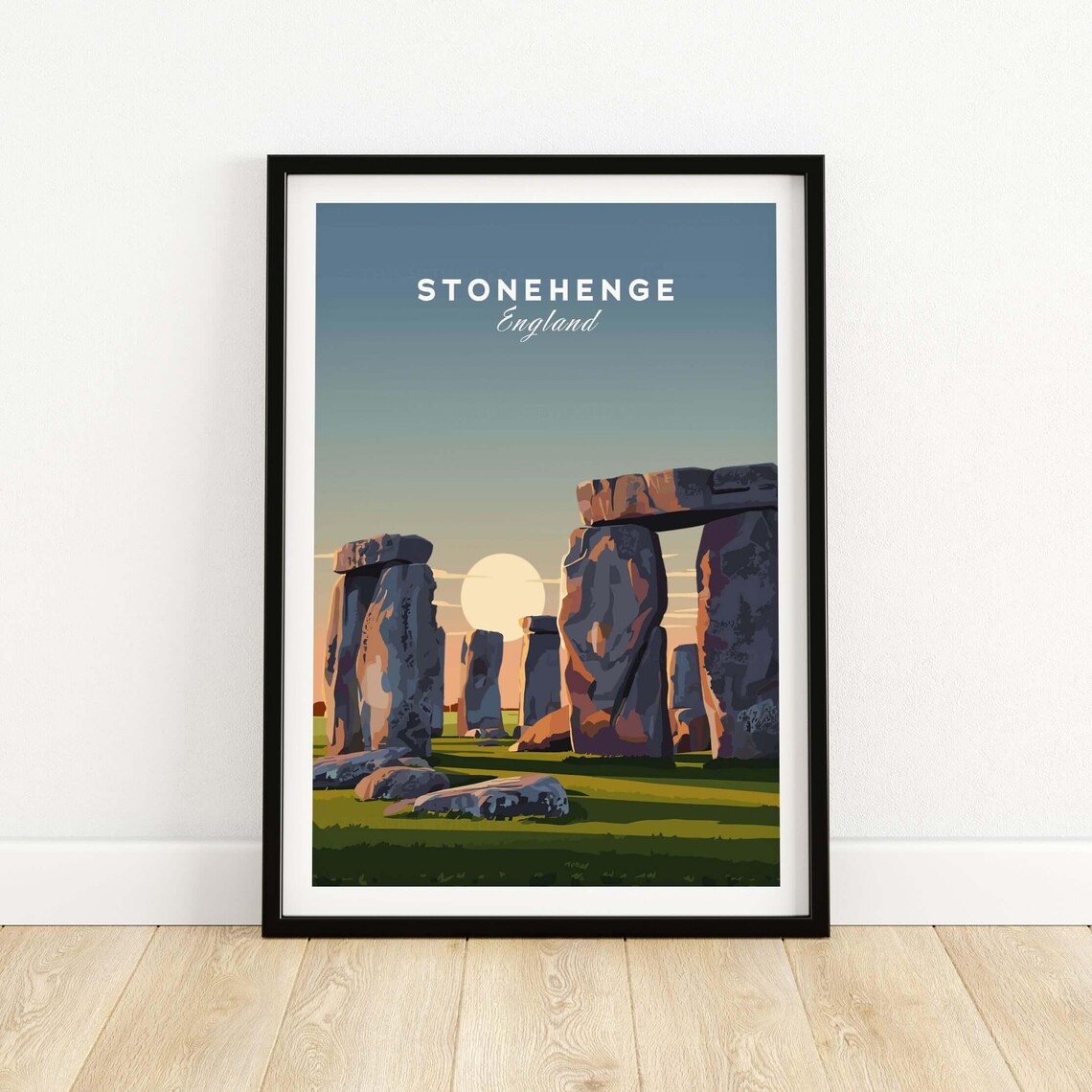Stonehenge England Sunset Between the Stones Vintage Travel Poster