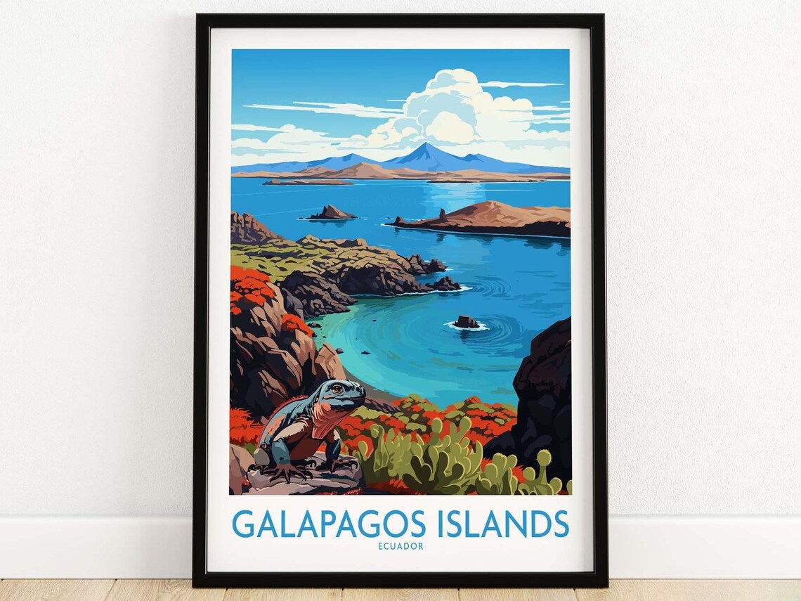 Galapagos Islands Ecuador Marine Iguana Volcanic Coast Poster