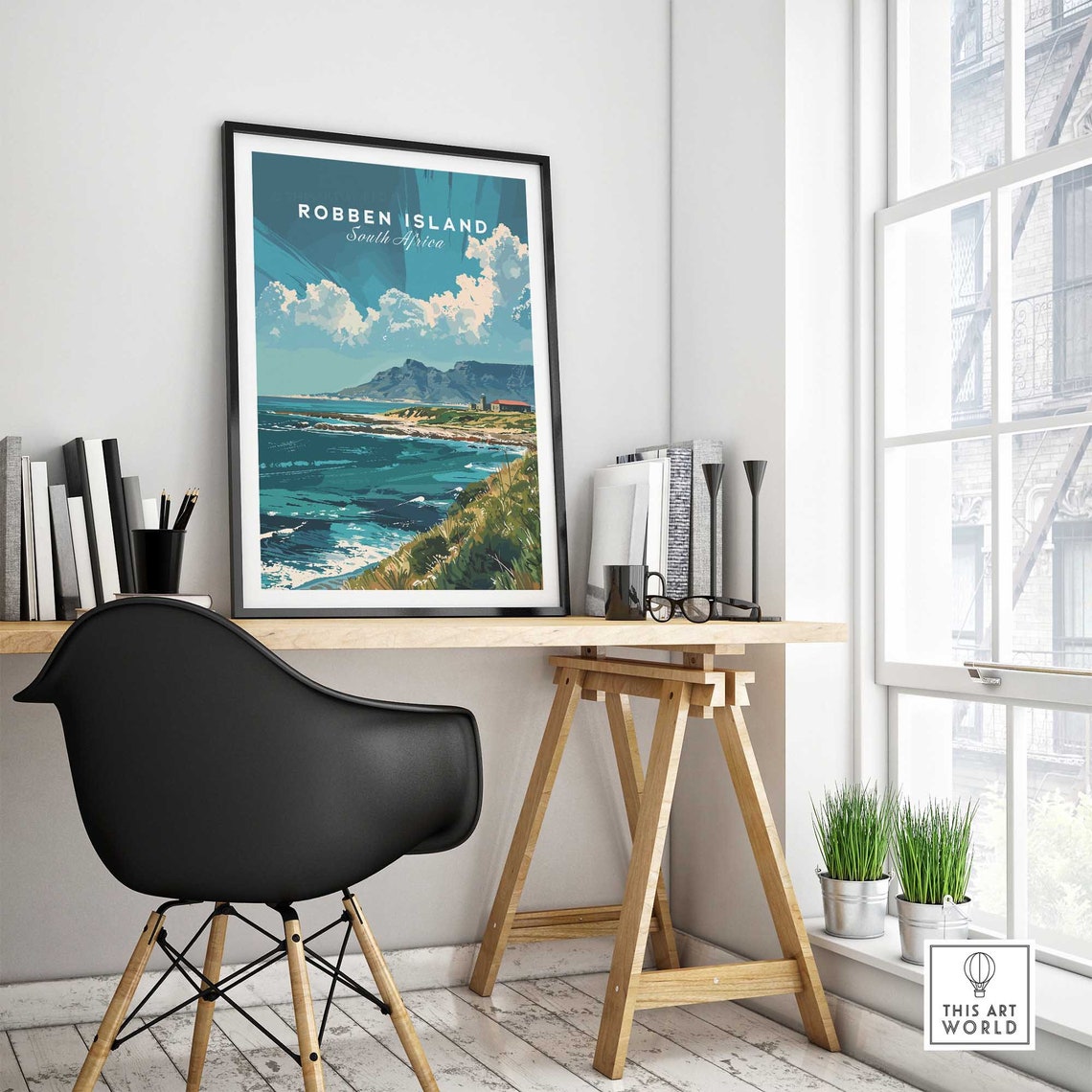 Robben Island South Africa Lighthouse Coast Vintage Travel Poster - Image 4