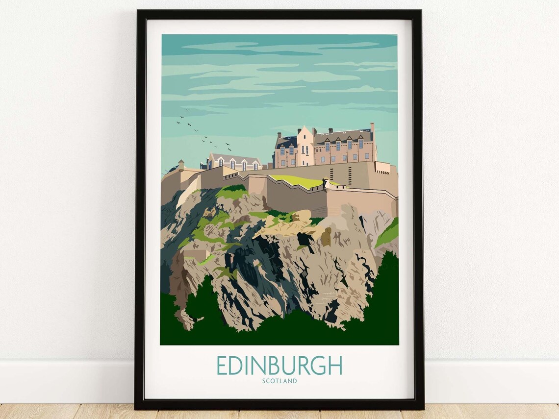 Edinburgh Travel Poster, Scottish Home Decor Art Print