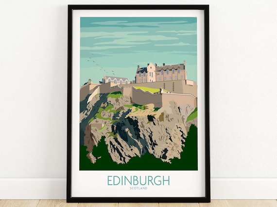 Edinburgh Travel Poster, Scottish Home Decor Art Print