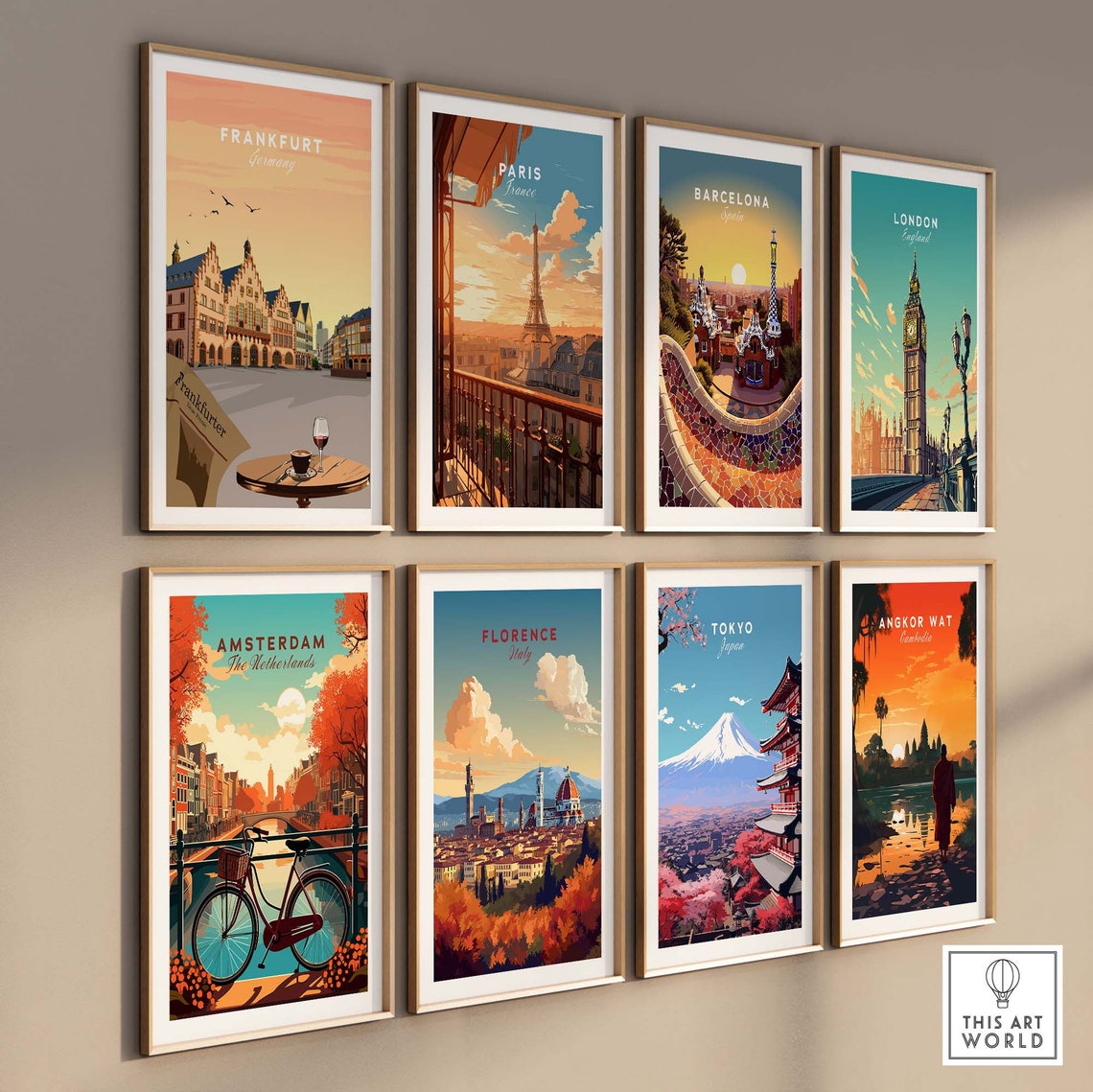 Frankfurt Germany Old Town Square Cafe Vintage Travel Poster - Image 3