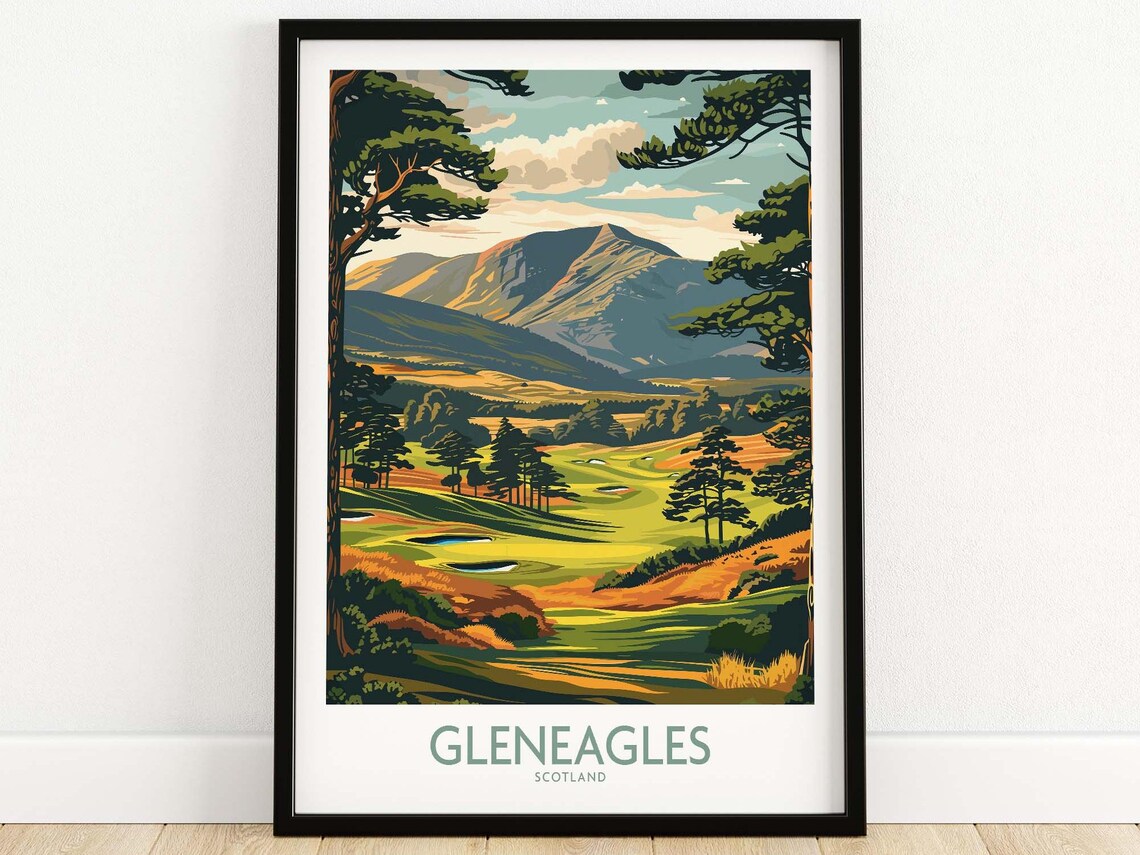 Gleneagles Scotland Travel Poster, Scottish Landscape