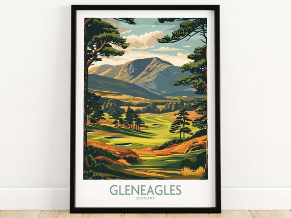 Gleneagles Scotland Travel Poster, Scottish Landscape