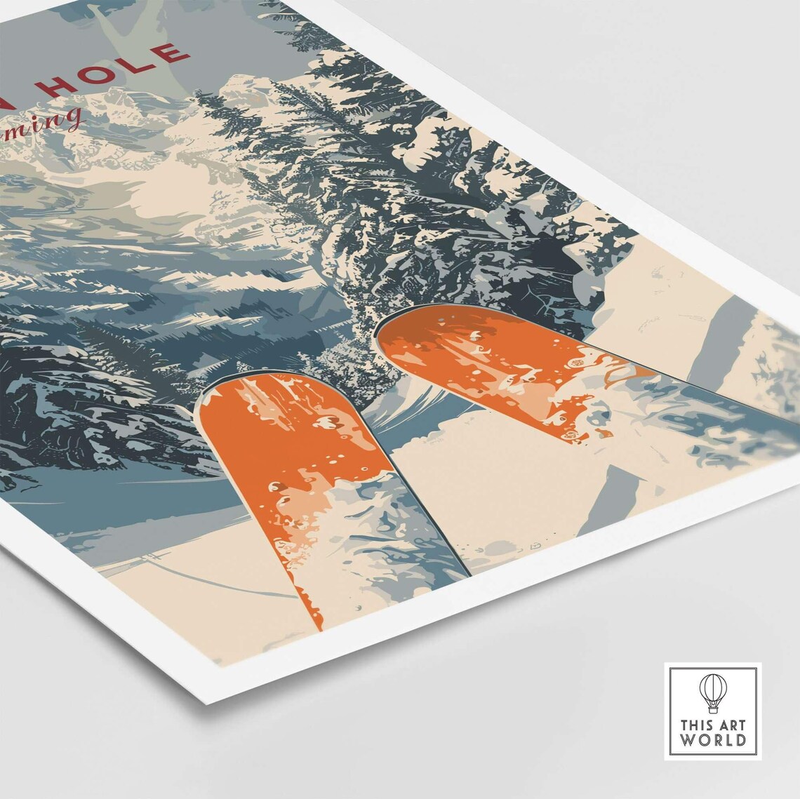 Jackson Hole Ski Lodge Poster, Winter Sports Art - Image 5