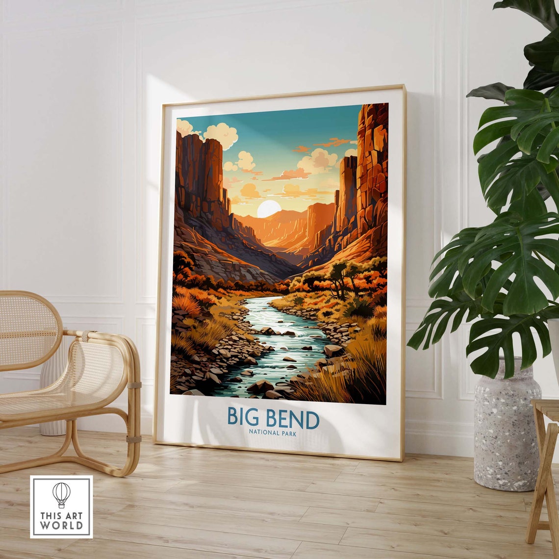 Big Bend National Park Texas Desert Canyon River Sunset Art Poster - Image 3